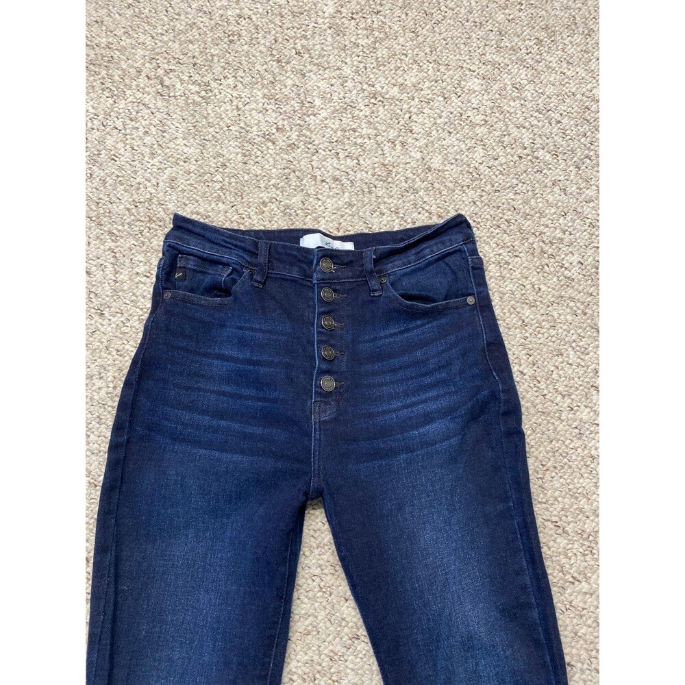 Kancan Button Fly High-rise Super Flare Bell Bottom Retro Dark Wash Jeans 7/27 - Picture 2 of 6